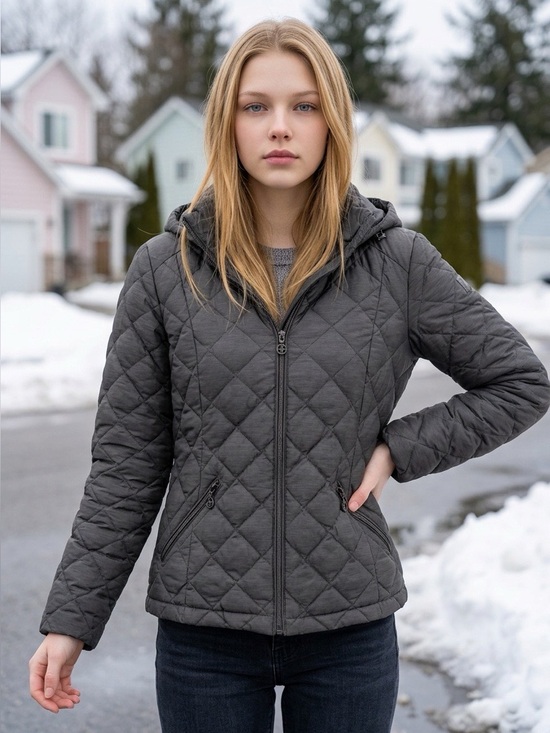 ZeroXposur Jackets & Blazers - ZeroXposur Quilted Hooded Jacket - Gray medium puffy packable